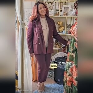 ❤️ Lauren Ralph Lauren Double Breasted Knit Blazer and Fit Sight Pant Two Piece